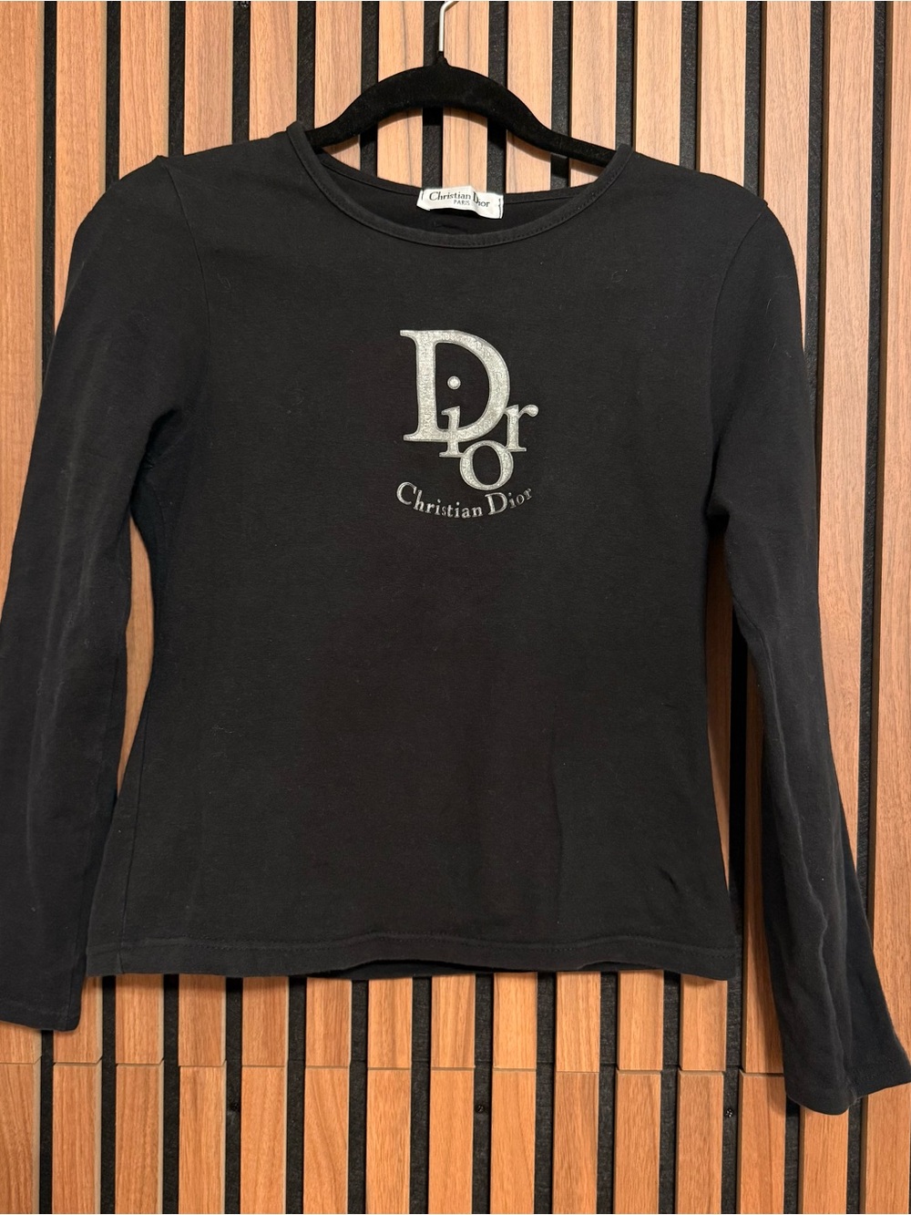Christian Dior Black Crew Neck Long Sleeve Logo T-Shirt XS